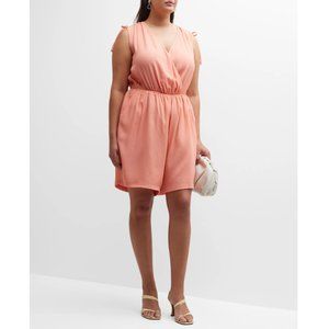 Whitney Morgan Summer Sleeveless Surplice Jumpsuit Coral 1X